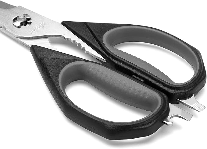 LIVINGO Kitchen Scissors, 2 Pack 9.25" Utility All Purpose Poultry Shears Heavy Duty Dishwasher Safe, Come Apart Sharp Stainless Steel Cooking Food Scissors for Cutting Meat, Chicken, Vegetable, Fish - Bloomnest
