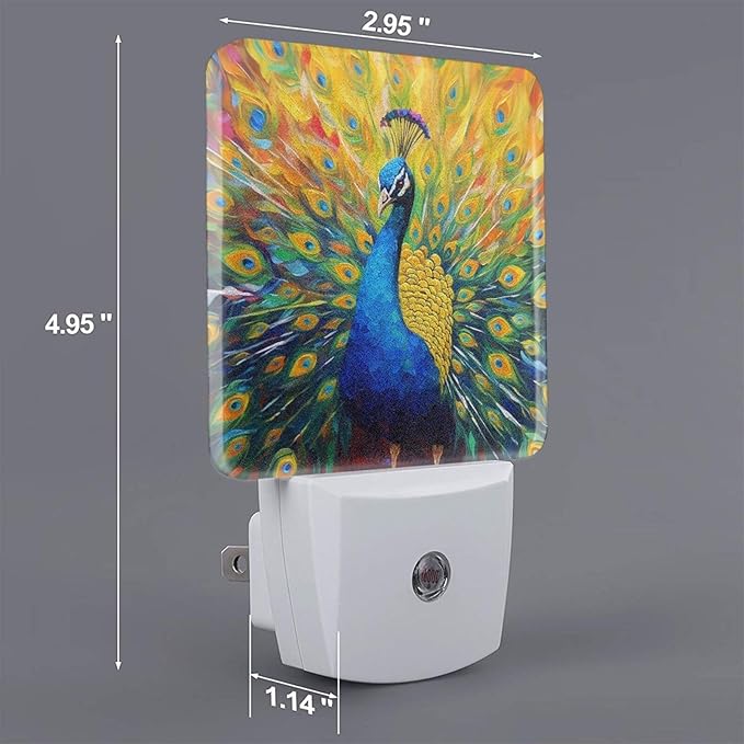 Led Night Light, Abstract Peacock Decorative Plug in Nightlights,with Smart Auto Dusk to Dawn Night Light for Bedroom, Kitchen, Nursery, Bathroom - Bloomnest