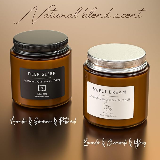 Birthday Gifts for Women, BOYUJK Sleep Candle Gifts for Women, Lavender Scented Candles Gift Set for Anxiety, Scented Candles Promotes Sleep and Relieves Stress, Relaxation Gift for Men - Bloomnest
