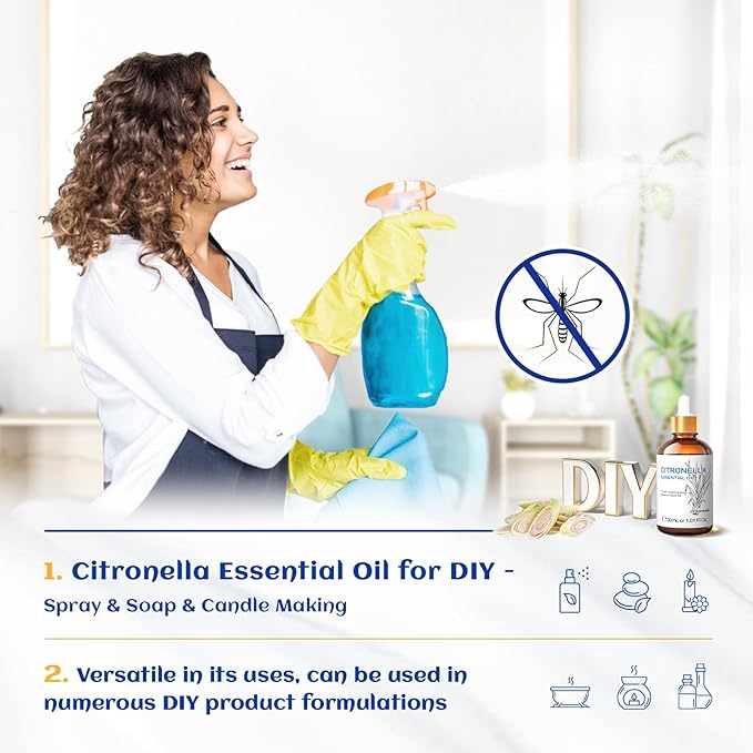 HIQILI 1 Fl Oz Citronella Essential Oil, 100% Pure Undiluted for Aromatherapy Diffuser for Home - 30ML - Bloomnest