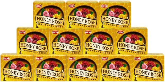 TRUMIRI Incense Cone Holder Bundle with Hem Honey Rose Incense Cones - Pack of 12 (Approx 120 Cones) TRUMIRI