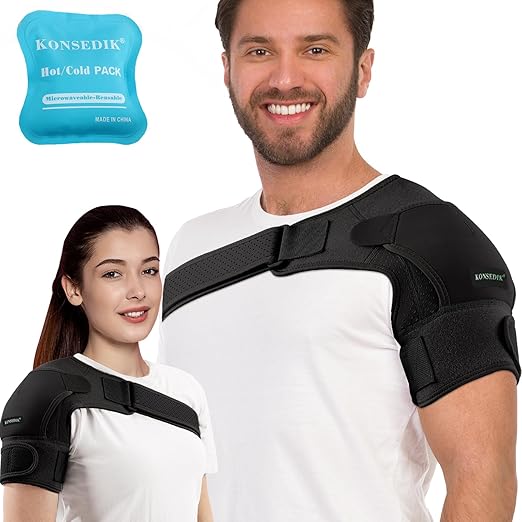 Compression Recovery Shoulder Brace Immobilizer for Torn Rotator Cuff,AC Joint Pain Relief,Dislocation,Arm Stability,Injuries,Tears,Adjustable Fit Supports for Men&Women(Black, Medium) - Bloomnest