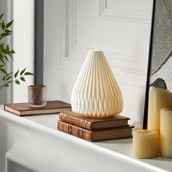 RONDURE 9.1" Modern Ceramic Table Lamp, Modern Bedside Lamps for Bedroom, Living Room and Nightstand, White Translucent Ceramic Shade, Warm Ambient Lighting, Home Decor - Bloomnest
