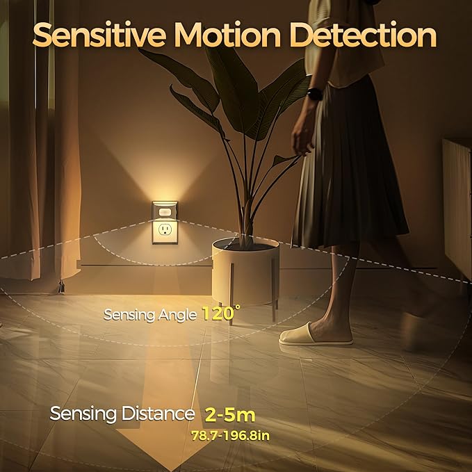 DORESshop LED Night Light[2 Pack], Night Lights Plug into Wall, 3 Mode Plug in Night Light with Motion Sensor, Dusk to Dawn Sensor, Nightlights for Adults, Bedroom, Bathroom, Hallway, White Cover - Bloomnest