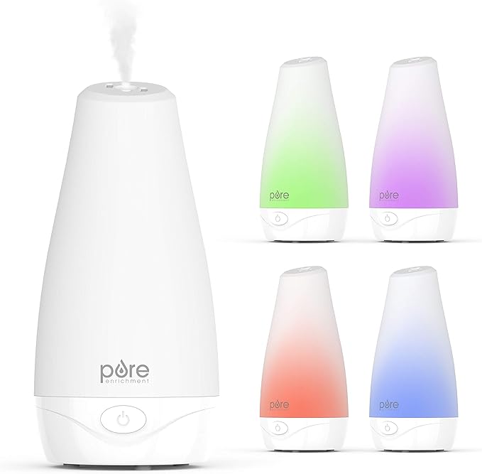 Pure Enrichment® PureSpa™ Essential Oil Diffuser - Compact Ultrasonic Aromatherapy Diffuser, Natural Air Deodorizer, 100ml Water Tank, and Optional Mood Light - Lasts Up to 7 Hours with Auto Shut-Off - Bloomnest