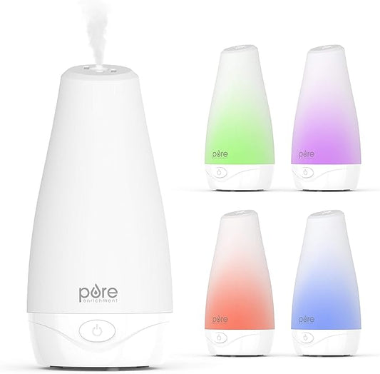 Pure Enrichment® PureSpa™ Essential Oil Diffuser - Compact Ultrasonic Aromatherapy Diffuser, Natural Air Deodorizer, 100ml Water Tank, and Optional Mood Light - Lasts Up to 7 Hours with Auto Shut-Off - Bloomnest