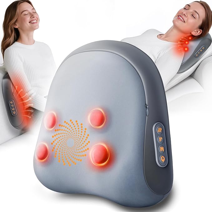 Shiatsu Back and Neck Massager with Heat – Deep Kneading Massage Pillow for Relaxation – Corded Design for Full Body Use - for Loved Ones - Bloomnest