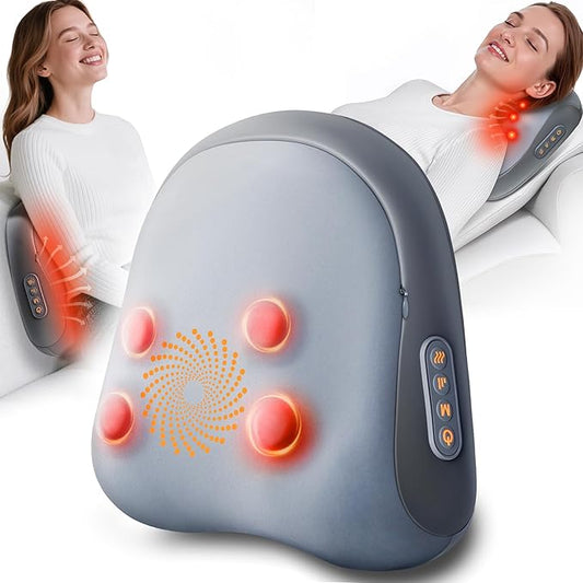 Shiatsu Back and Neck Massager with Heat – Deep Kneading Massage Pillow for Relaxation – Corded Design for Full Body Use - for Loved Ones - Bloomnest