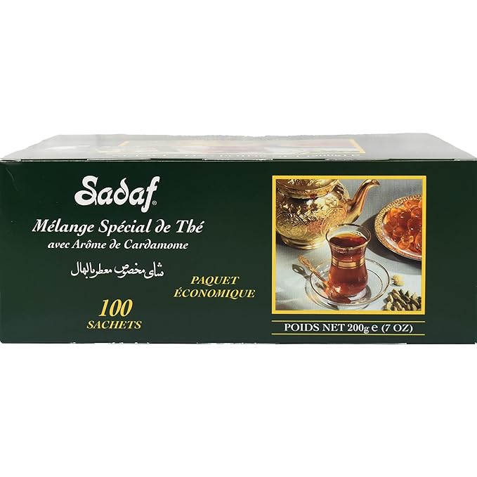 Sadaf Cardamom Tea Bags | Special Blend Cardamom Ceylon Black Tea | Quicktea Product harvested in Sri Lanka | 100 bags (Pack of 1) - Bloomnest