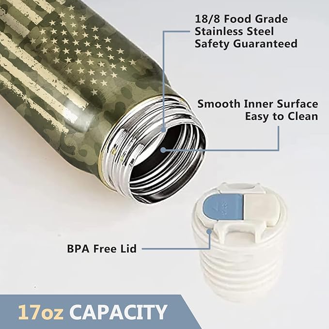Camouflage 17oz Stainless Steel Bullet Tumbler - Christmas Gifts for Husband from Wife, Birthday Gifts for Men - Bloomnest