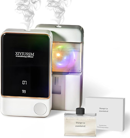 Waterless Essential Oil Diffuser for Home & Office Cordless Battery Operated Aroma Diffuser with 7 Mist Levels, Ultrasonic Air Freshener for Large Rooms Bedroom Bathroom Car Small & Portable - Bloomnest