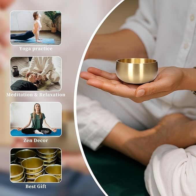 Tibetan Singing Bowl Set - 3" Portable Handcrafted Meditation Sound Bowl for Yoga, Mindfulness, Chakra Healing, Stress Relief, Complete Kit with Cushion & Mallet | Spiritual Gifts for Beginners 3 Inch - Bloomnest