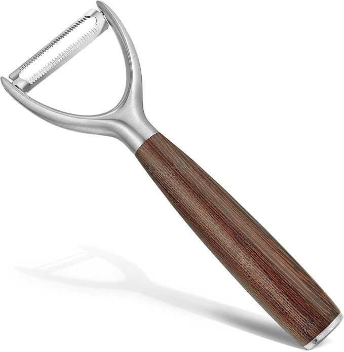 Serrated Blade Premium Y Type 304 Stainless Steel Multifunctional Kitchen Peeler Real Wood Handle Ultra Sharp Blade Vegetable Potato Apple(Wenge) - Bloomnest