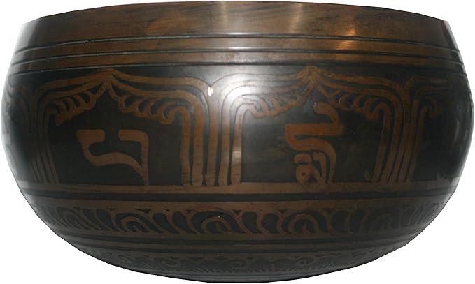 5121 SB 'B' Note Crown Chakra Antique Tibetan Auspicious Symbol Bowl Set ~ Nepal - Bloomnest