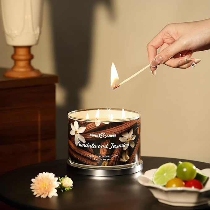 4-Wick Candles for Home Scented - 18oz Soy Wax Blend Candle Over 50Hrs Long-Lasting Fragrance, Home Decor and Housewarming Gifts, Sandalwood Jasmine - Bloomnest