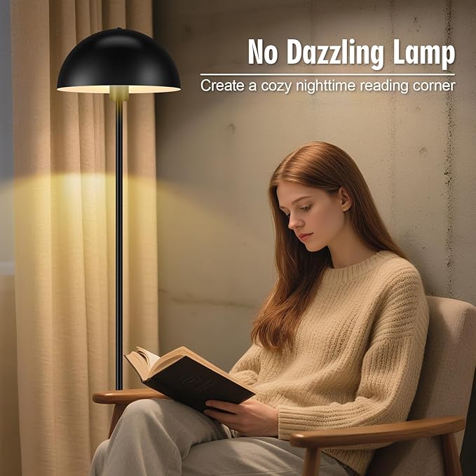 Industrial Floor Lamp, Floor Lamp for Living Room, 66Inch Tall Modern Standing Lamp, Black Stand Up Lamp with Metal Dome Shade, Mid Century Corner Reading Lamp for Bedroom Office Nursery Room, NO BULB - Bloomnest