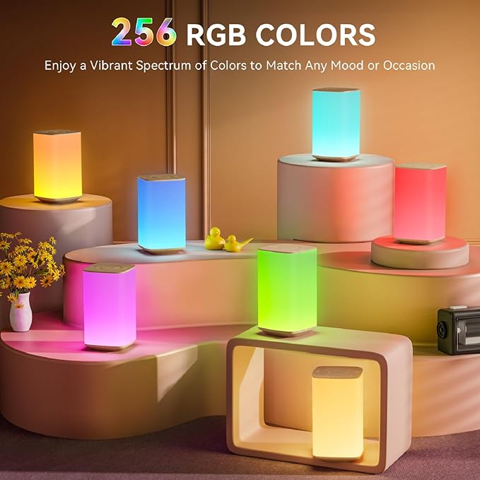 Auxmir Nursery Night Light for Kids, Touch Dimmable Night Lamp with 256 RGB Color Changing for Baby Adult, Breastfeeding, Sleep Aid, 4000mAh Rechargeable Bedside Table Lamp with Timer, Soft Eye Caring - Bloomnest