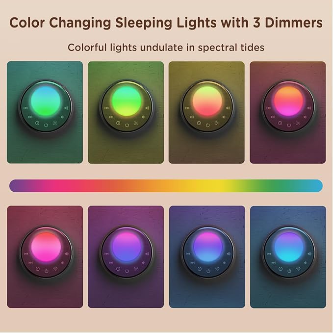 Peakeep White Noise Portable Sound Machine Sleeping Light for Adults Baby, Loud Clear Speaker, 25 Hours Continuous Audio 27 Noise Fan Nature No-looping Sounds, 30 Volume, Battery Operated - Bloomnest