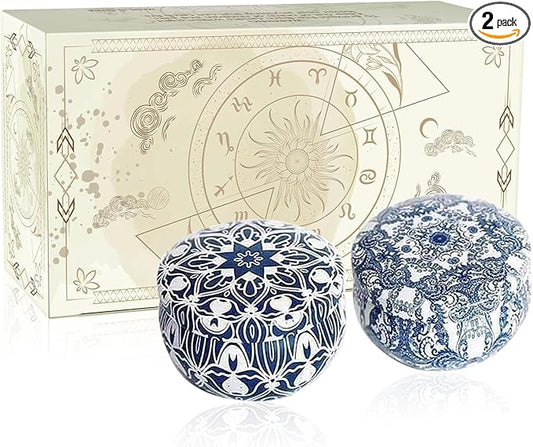 2 Pack 2.2-Ounce Scented Jar Candles - Blue&White Pordcelain Style - Perfect for Church, Family, Wedding, Party- Vibrant Colorful Iron Can Jars Candles(Lemon &Bergamot Fragrance) - Bloomnest