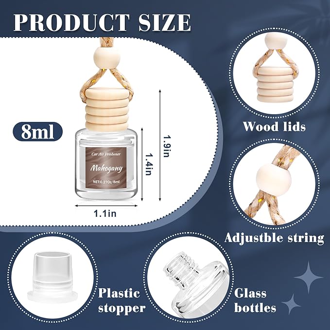 Premium Car Air Freshener, 6 Pack Deep Luxury Scent Essential Oil Diffuser, Long Lasting Fragrance Interior Decor Unisex,Hanging Aroma Diffuser Executive Business Car Accessories Mens Gifts - Bloomnest