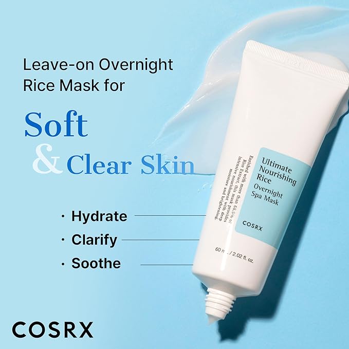 COSRX Ultimate Nourishing Rice Overnight Spa Mask, 60ml / 2.02 fl.oz | Rice Extract 68% and Niacinamide 2%, Korean Skin Care, Animal Testing Free - Bloomnest
