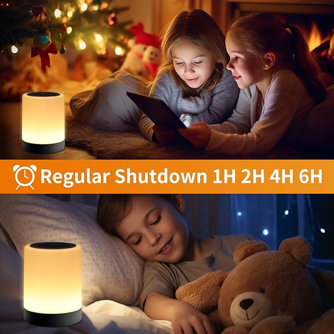 OORUN Touch Bedside Table Lamp,13 RGB Colors & 5 Brightness, USB Rechargeable Desk Lamp, Remote Control Dimmable Light with RGB Color Changing,Portable Lamp for Baby (Black) - Bloomnest