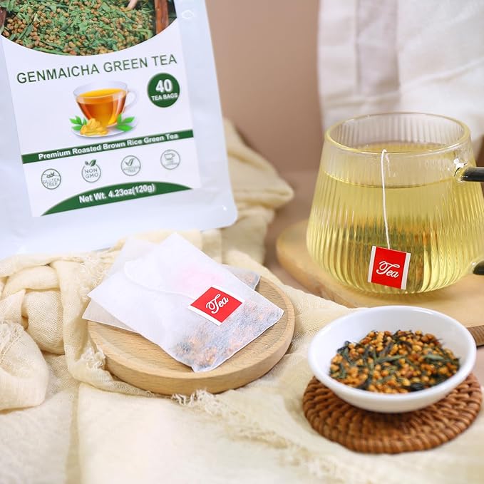 TEARELAE - Genmaicha Tea, 40 Count - Genmaicha Green Tea with Roasted Rice - Smooth Flavor - Non-GMO - Low Caffeine - Bloomnest