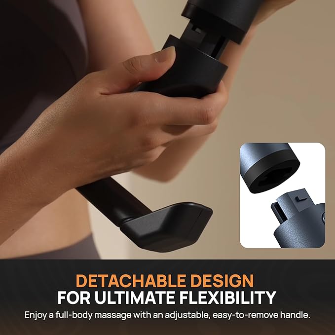 Massage Gun Deep Tissue with Muscle Massager Belt for Relaxation with Extended Handle 3-In-1 Back Massager for Pain Relief, 12 Speed Levels & 4 Replaceable Heads for Athletes, Gym Recovery and Seniors - Bloomnest