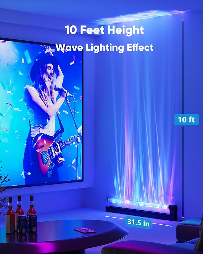 Ocean Wave Lamp RGB LED Light Bar for Bedroom, Cool Ambient Lighting Mood Lighting, Wall Lights for Living Room, Gaming Room Decor, Remote Control (Battery Not Included) - Bloomnest