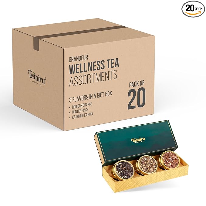 Teaniru, Christmas Grandeur Tea Gift Box - 1 carton (Box of 20) | 3 Flavors - Loose Leaf Tea Sampler in Luxury Gift | Assorted Bulk Tea Gifts for All | Thanks Giving - Bloomnest