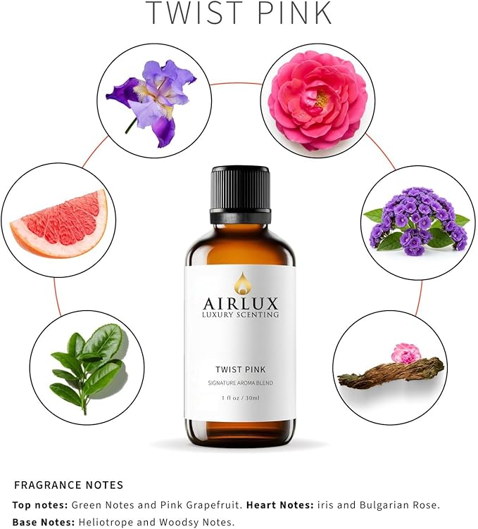 Signature Aroma Oil No. 285 Twist Pink – Green Notes, Pink Grapefruit, Iris – Aroma Oil for Cold Air & Waterless Diffusers and DIY Crafts – 30 mL, 1.0 fl oz Glass Bottle Airlux