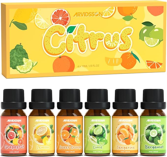 Citrus Essential Oils Set, ARVIDSSON Fresh Fruit Essential Oil for Diffuser, Grapefruit, Bergamot, Sweet Orange, Lemon, Lime, Tangerine, Citrusy Scented Oils Gift for Women - Bloomnest