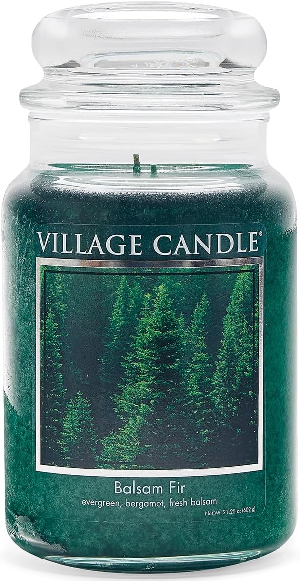 Village Candle Balsam Fir Large Apothecary Jar, Scented Candle, 21.25 oz., Green - Bloomnest