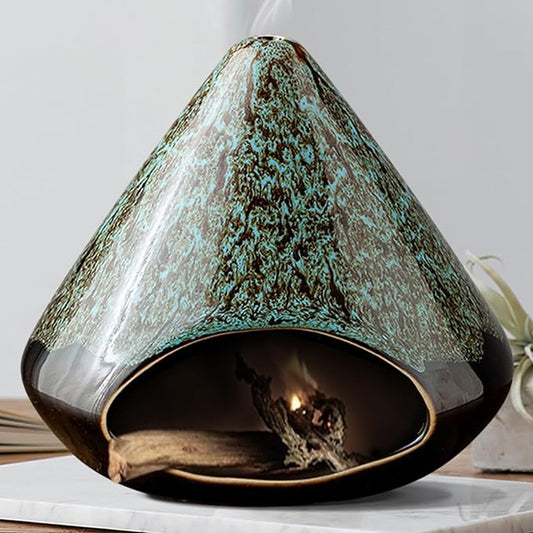 Handcrafted Ceramic Palo Santo Holder – Artistic Incense Burner for Meditation, Viridis Mindfulness & Zen Home Decor – Wabi-Sabi Style Cone Sculpture, Gift for Yoga, Relaxation & Aromatherapy OLACHIKKO