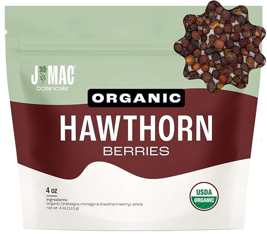 J Mac Botanicals, Organic Dried Hawthorn Berries Whole (4 oz) Hawthorn berry from Eastern Europe, certified Organic hawthorn berry tea, Hawthorne berries bulk resealable bag, Dried Hawthorn berries - Bloomnest