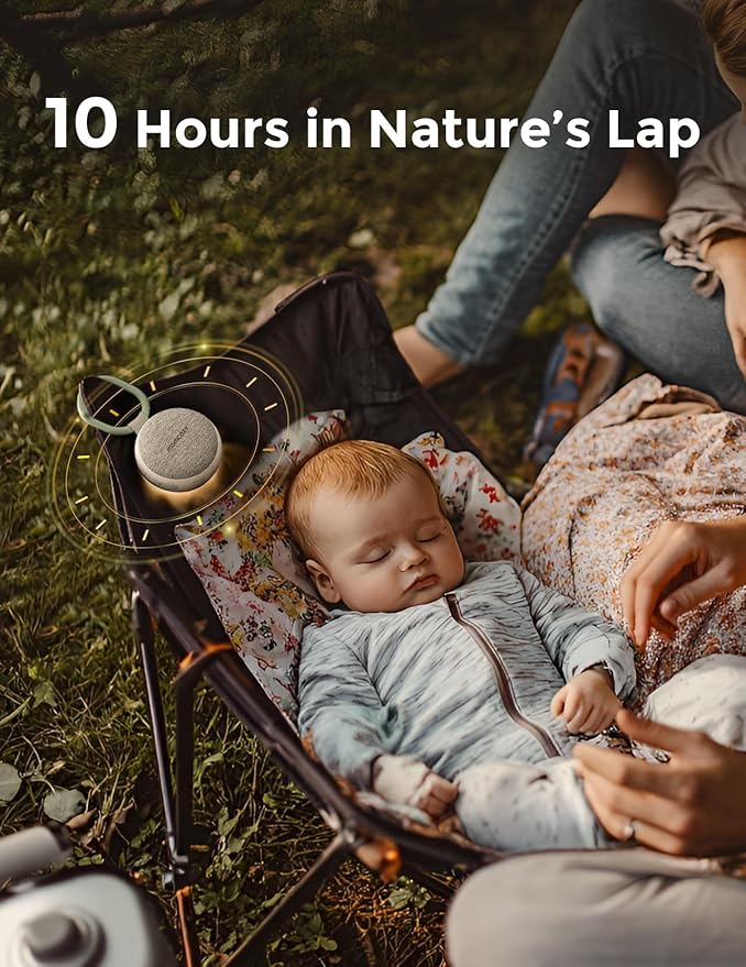 Momcozy Portable Sound Machine with Night Light, White Noise Sound Machine for Baby, 20 Soothing Sounds, Sound Therapy, Long-Lasting Power, Timer, Clips on Stroller, Baby Shower Gifts - Bloomnest