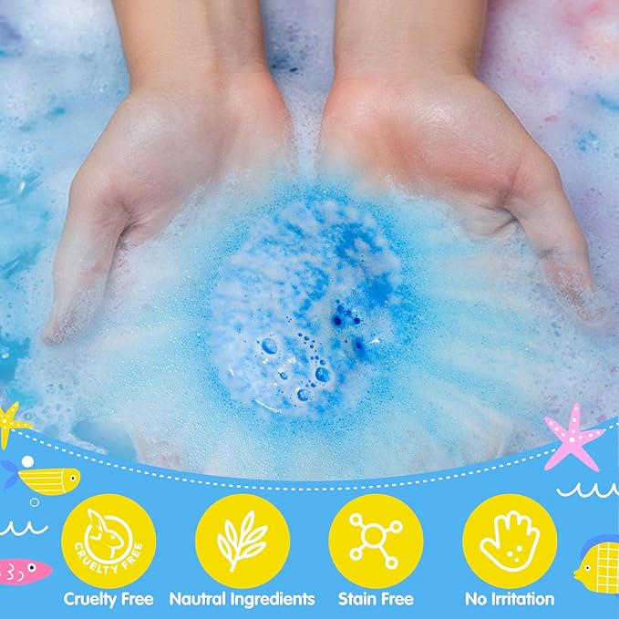 Bath Bombs for Kids with Surprise Toys Inside, 25 Pack Natural Bath Bombs with Glow in The Dark Sea & Land Animal Toys, Handmade Organic Safe Fizzy Salt Balls Gift Set for Boys Girls Toddlers - Bloomnest