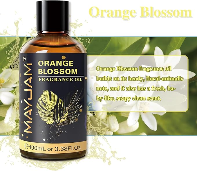 MAYJAM 100ML/3.38FL.OZ Orange Blossom Fragrance Oils with Glass Dropper, Essential Oils for Diffusers for Home, Long Lasting Scented Oils for Diffusers Soap Candle Making - Bloomnest