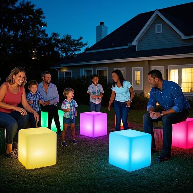 Mr.Go 20-inch LED Lighted Cube Table, Large LED Cube Chair Light, 16 RGB Colors Glowing Cube Seat w/Remote - Rechargeable - Waterproof - Home Outdoor Patio Pool Bar Stage Party Lighting Decoration - Bloomnest