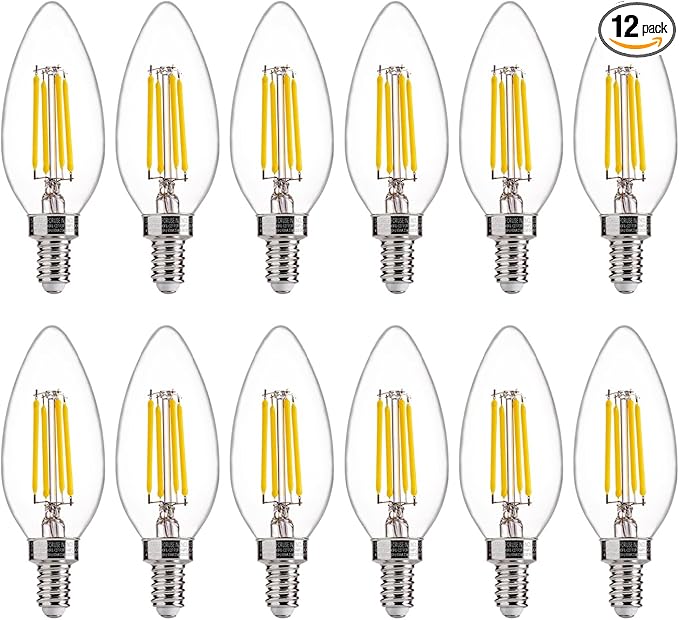 FLSNT 5000K Daylight 60W Equivalent Dimmable LED Candelabra Bulbs, B11 LED E12 Base Chandelier Light Bulbs, 550LM, CRI90, 12 Pack - Bloomnest