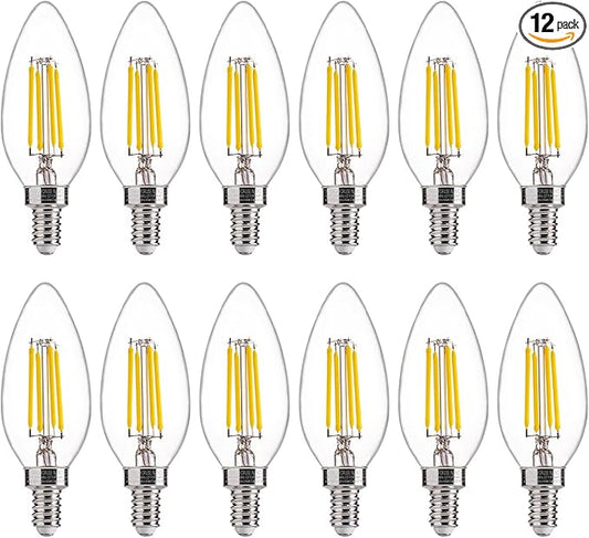 FLSNT 5000K Daylight 60W Equivalent Dimmable LED Candelabra Bulbs, B11 LED E12 Base Chandelier Light Bulbs, 550LM, CRI90, 12 Pack - Bloomnest