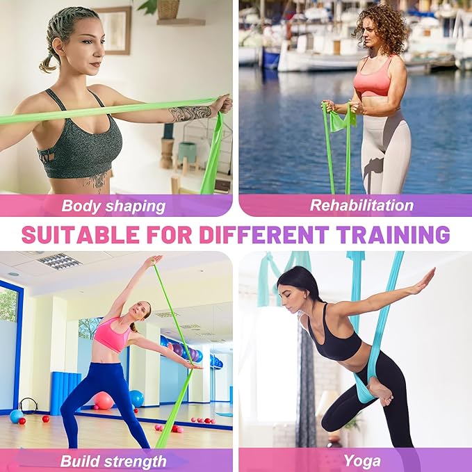 5 Pcs Resistance Bands, Professional Exercise Bands Elastic Stretch Bands for Fitness Yoga Pilates Stretching Strength Training, Workout Bands for Women and Men Home Gym - Bloomnest