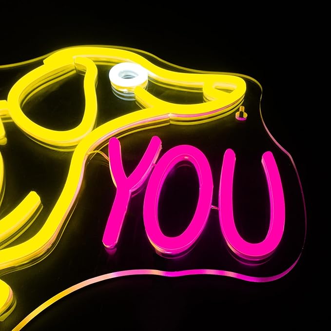 Lucunstar Dog Neon Sign I Love You Neon Signs for Wall Decor Dog LED Light for Pet Shop Wall USB Connectivity Adjustable Brightness Pink LED Sign for Party Decor Gifts for Animal Lover Valentine's Day - Bloomnest
