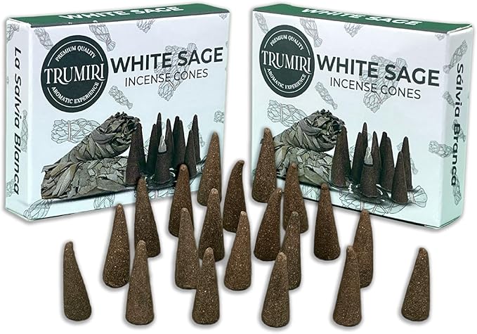 White Sage Incense Cones - Dual Pack of 10 Cones - Scented TRUMIRI