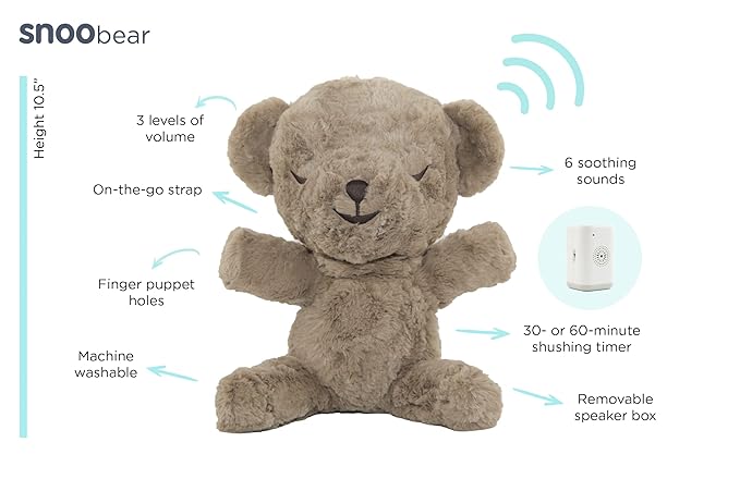 SNOObear White Noise Machine - Cry-Activated Plush Baby Sleep Soother - Cream Woolly - Bloomnest