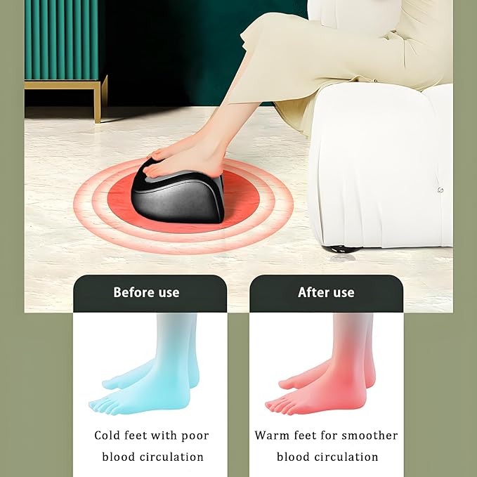 Foot Massager with Heat,with 3 Intensity Levels Shiatsu Kneading,Dual-Frequency Red Light 107.6°F Constant Temperature,Ideal for Feet Pain Relief at Home and Office (Black) - Bloomnest