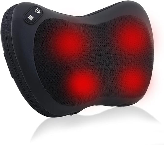 Shiatsu Neck and Back Massager with Heat - Deep Tissue Massage Pillow for Neck, Back & Shoulders Pain Relief, Portable Ergonomic Design Electric Massager for Home, Car, Office Use, Black - Bloomnest