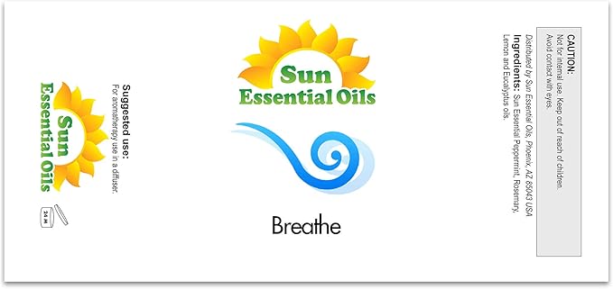 Sun Essential Oils - Breathe Blend Oil (Huge 4 oz Bottle) Breathe Easy Essential Oil for Aromatherpay, Diffusers, Home - 118 ml - Bloomnest