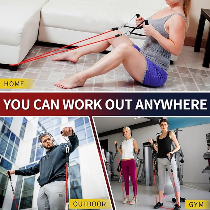 WHATAFIT Resistance Bands, Exercise Bands，Resistance Bands for Working Out with Handles for Men and Women Fitness, Strength Training Home Gym Equipment - Bloomnest