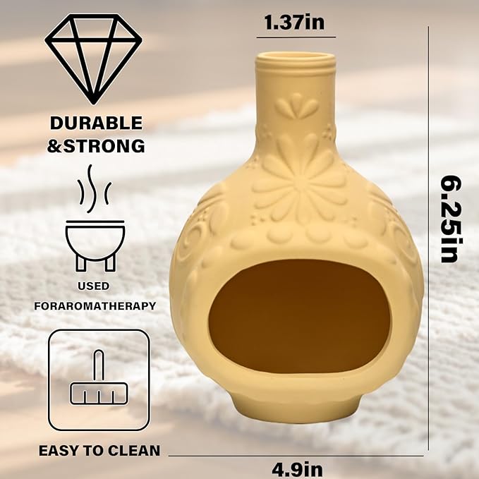 Handmade Ceramic Palo Santo Burner&Incense Holder-Mini Chimenea Dish for Sage Sticks,Copal,and Meditation Decor-Natural Clay Smudge Pot with Aromatic Design,Anxiety Relief Gifts for Women - Bloomnest